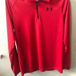 Red Under Armour Long Sleeve Shirt Zip-Up Youth XL